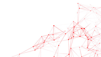 Leinwandbilder - Polygonal white background with connecting dots and lines. Network connection structure. Plexus effect. 3d rendering.