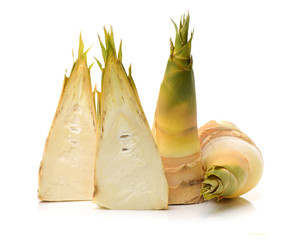 Wall Mural - Bamboo shoot on the white background