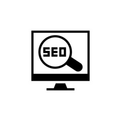 Canvas Print - search engine optimization icon in black solid flat design icon isolated on white background