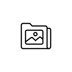 Poster - Image archive vector icon in linear, outline icon isolated on white background