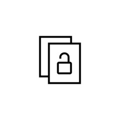 Poster - Unlocked file icon vector in linear, outline icon isolated on white background