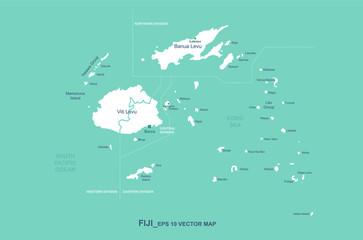 Wall Mural - fiji map. fiji islands vector. detailed oceania countries vector map.