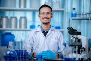 Wall Mural - medical science technology research in chemical laboratory, professional scientist working for exper