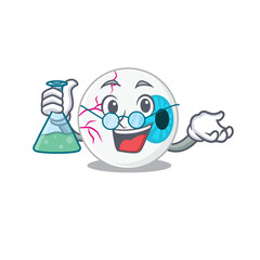 Sticker - caricature character of eyeball smart Professor working on a lab