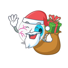 Poster - Cartoon design of eyeball Santa having Christmas gift