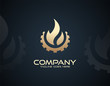 Modern and Luxury Fire and Gear design logo or icon template with gold color effects