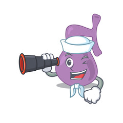 Poster - A cartoon picture of gall bladder Sailor using binocular