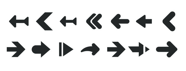 Poster - Black modern arrows set isolated on white background. UI and web design. Vector illustration 