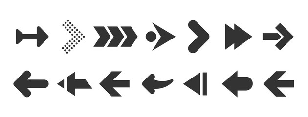 Poster - Black arrows set isolated on white background. UI and web design.