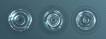 Water Ripple With Circle Waves Isolated On Transparent Background. Vector Realistic Concentric Rings On Liquid Surface From Falling Drop. Ripple Effect On Clear Aqua Top View