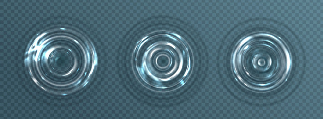 water ripple with circle waves isolated on transparent background. vector realistic concentric rings