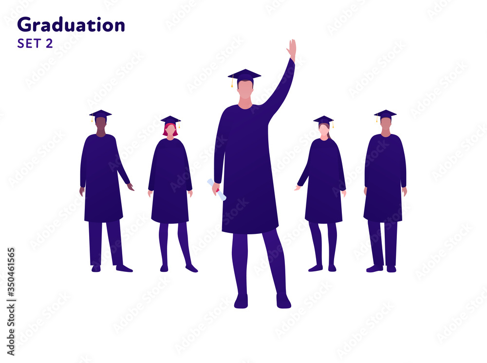 College education, graduation celebration and diversity concept. Vector ...