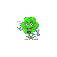 Sticker - A cartoon image of staphylococcus aureus as a waiter character ready to serve