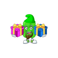 Poster - A joyful staphylococcus aureus mascot design style with Christmas gifts