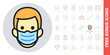 © RealVector - Man in medical face protection mask. Protective surgical mask icon. Simple color version. Free bonus icons kit included