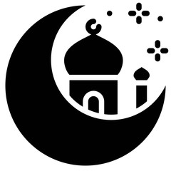 Wall Mural - Crescent with mosque icon, ramadan festival related vector