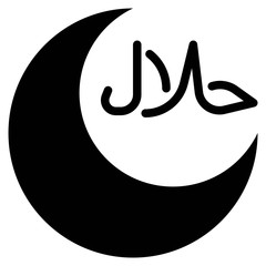 Wall Mural - Crescent with text Halal icon, ramadan festival related vector