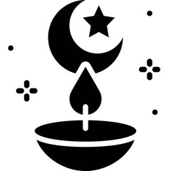 Wall Mural - Star and crescent with candle icon, ramadan festival related vector