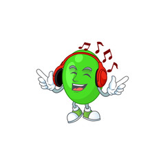 Poster - Cartoon drawing design of tetrad listening to the music with headset