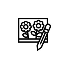 Poster - Edit picture vector icon in linear, outline icon isolated on white background