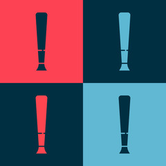 Wall Mural - Pop art Baseball bat icon isolated on color background. Sport equipment. Vector