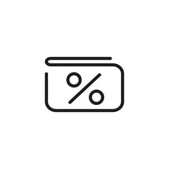 Canvas Print - Line icon of paper with percentage sign. Discount coupon, black Friday, sale. Shopping concept. Can be used for application icons, pictograms, web design