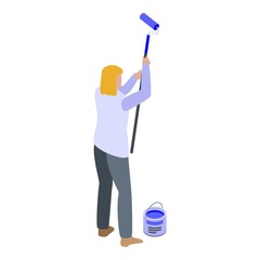 Wall Mural - wall painter worker icon. isometric of wall painter worker vector icon for web design isolated on wh