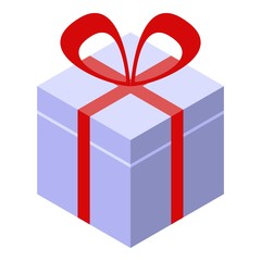 Poster - Carton gift box icon. Isometric of carton gift box vector icon for web design isolated on white background