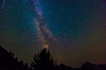 scenic view of Milky Way   and star over Diablo lake in North Cascade national park,Wa,USA.