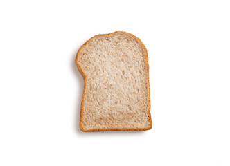 Wall Mural - slice whole grain bread on white background