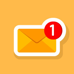 Poster - New message, notification, email, amail, chat or letter icon flat in on isolated background. EPS 10 vector