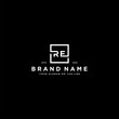 letter RE logo design vector