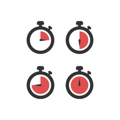 Wall Mural - set of red timers, vector eps10 illustration. stopwatch icons vector illustration on white backgroun