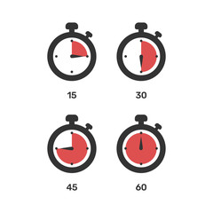 Wall Mural - set of red timers, vector eps10 illustration. stopwatch icons vector illustration on white backgroun