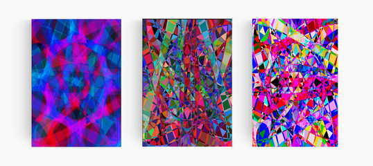 Poster - Colorful stained window glass, mosaics pattern set. Polygonal background, motley splinters texture collection. Decorative debris art, modern wallpaper backdrop.