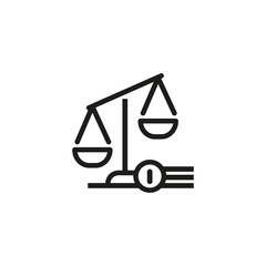 Sticker - Line icon of scales. Judgement symbol, law, balance. Court concept. Can be used for topics like legislation, judicial system, law