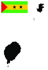 Wall Mural - Democratic Republic of Sao Tome and Principe vector map silhouette high detailed illustration and Sao Tome and Principe flag isolated on background.