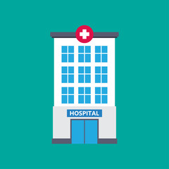Wall Mural - Hospital building, medical icon. Flat design vector illustration