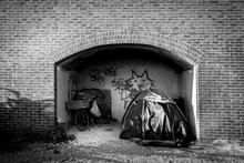 Homeless Tent In Brighton Under An Arch