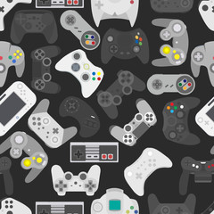 Sticker - Video game controller background Gadgets and devices seamless pattern Eps10 vector