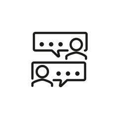 Sticker - Line icon of two men with speech bubbles. Chat, dialogue, conversation. Web and mobile communication concept. Can be used for topics like networking, internet, applications