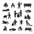 Homeless people icon set. Vector.