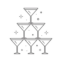 Wedding Pyramid from Glasses Line Art Icon