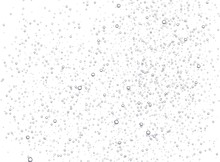 Underwater Fizzing Bubbles, Soda Or Champagne Carbonated Drink, Sparkling Water Isolated On White Background. Effervescent Drink. Aquarium, Sea, Ocean Bubbles Vector Illustration.