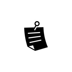Poster - Sticky note vector icon in black solid flat design icon isolated on white background