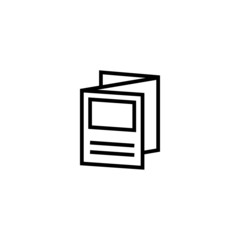Poster - Brochure vector icon in linear, outline icon isolated on white background