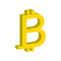 Poster -  Bitcoin sign. Cryptocurrency symbol. cryptocurrency icon.  Blockchain-based secure cryptocurrency.  3D isometric vector ICON