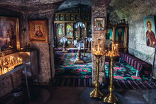 Interior Of A Cave Monastery In Orheiul Vechi Natural And Historical Complex Near Trebujeni Village, Moldova