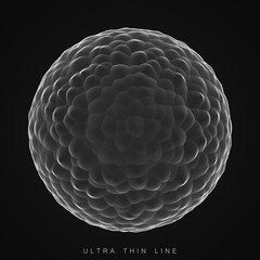 Poster - vector abstract ultra thin line sphere. fluid dynamic distorted spheres. futuristic fractal noise il