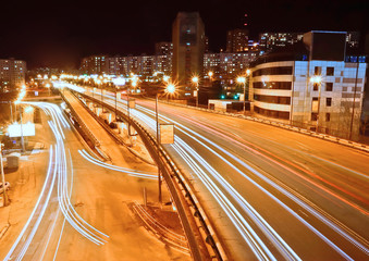 night roads with running lights